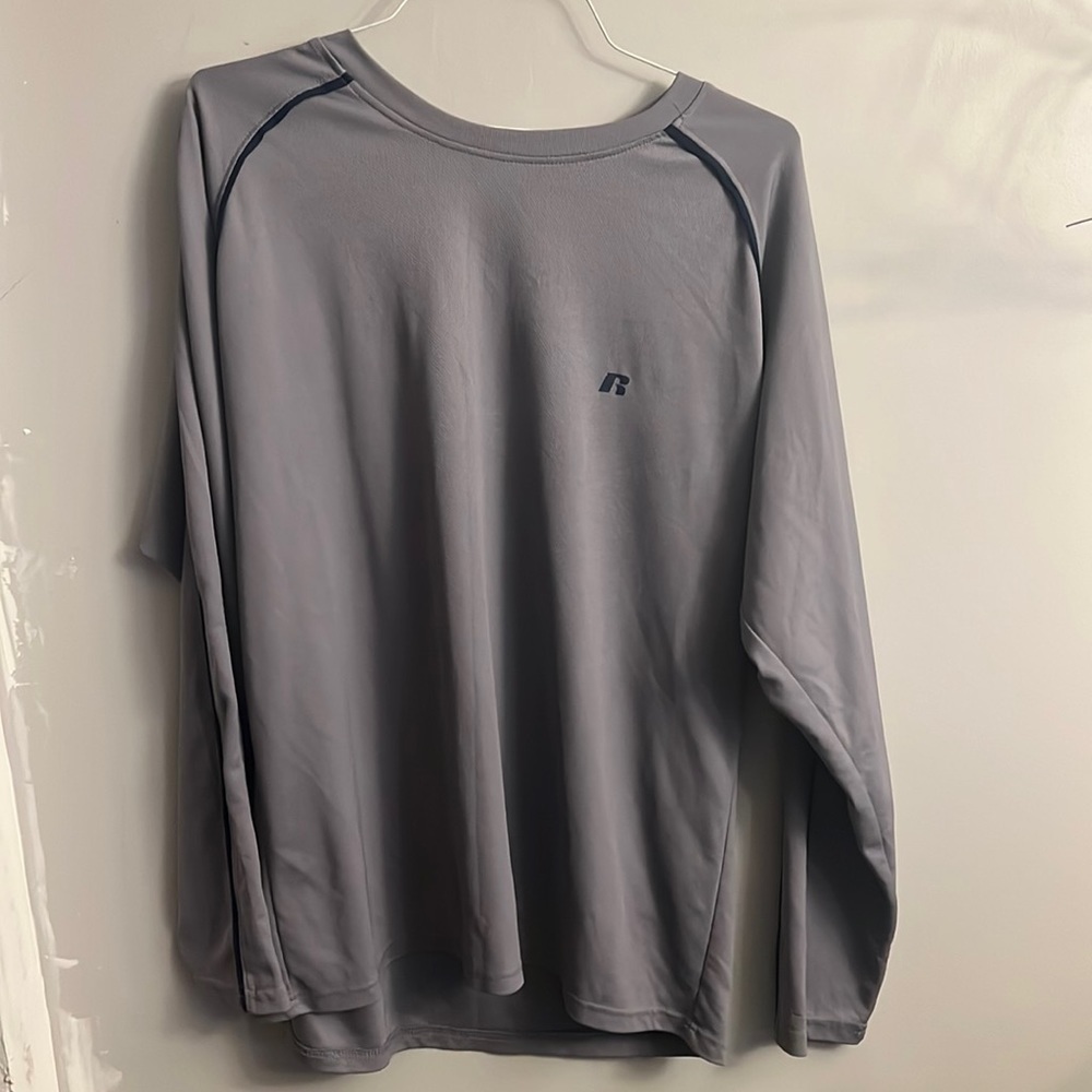 Grey with navy stripes top